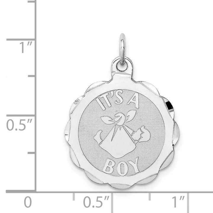 Sterling Silver Disc Its a Boy Charm Pendant