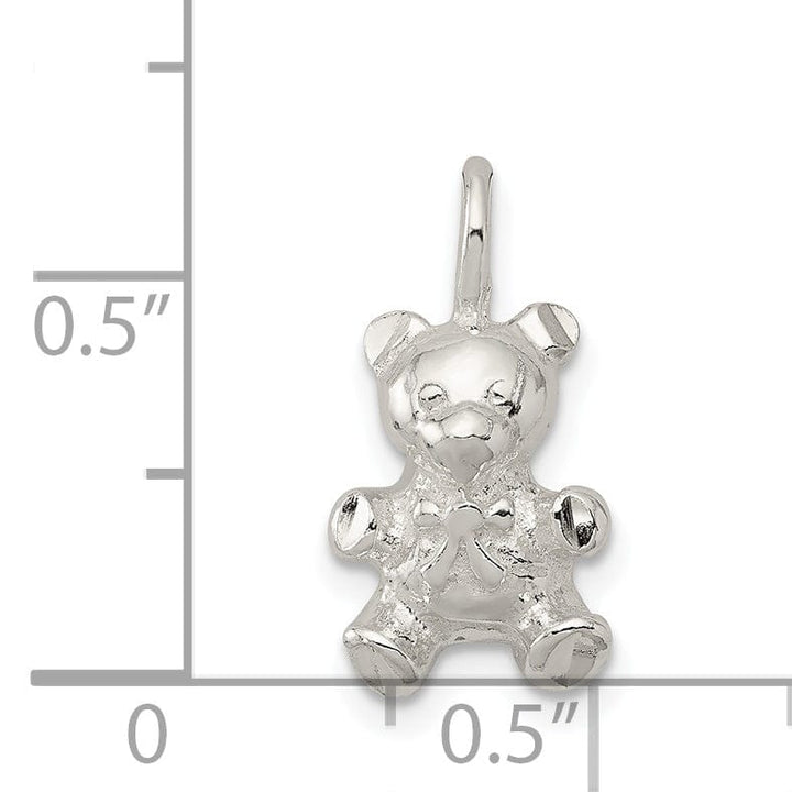 Sterling Silver Polished 3-D Teddy Bear Charm