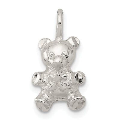 Sterling Silver Polished 3-D Teddy Bear Charm