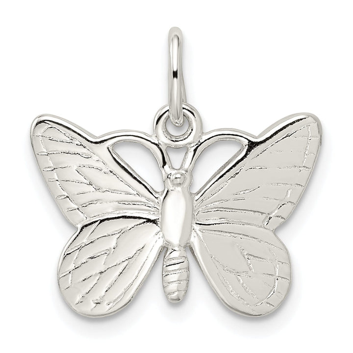 Silver Polished Finish 3-D Butterfly Charm