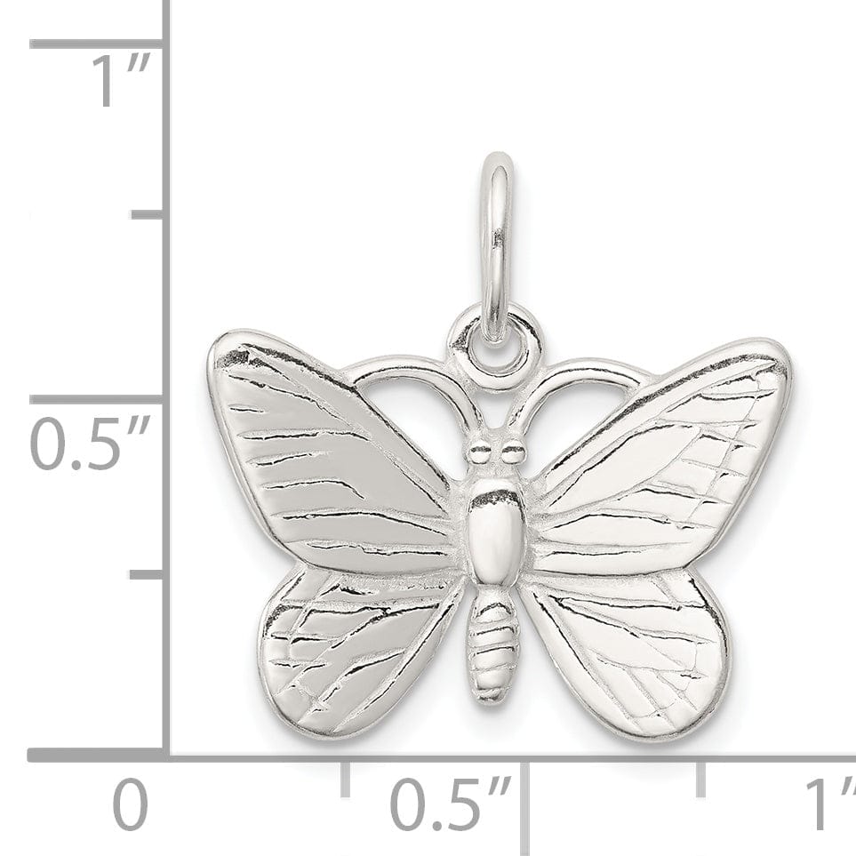 Silver Polished Finish 3-D Butterfly Charm