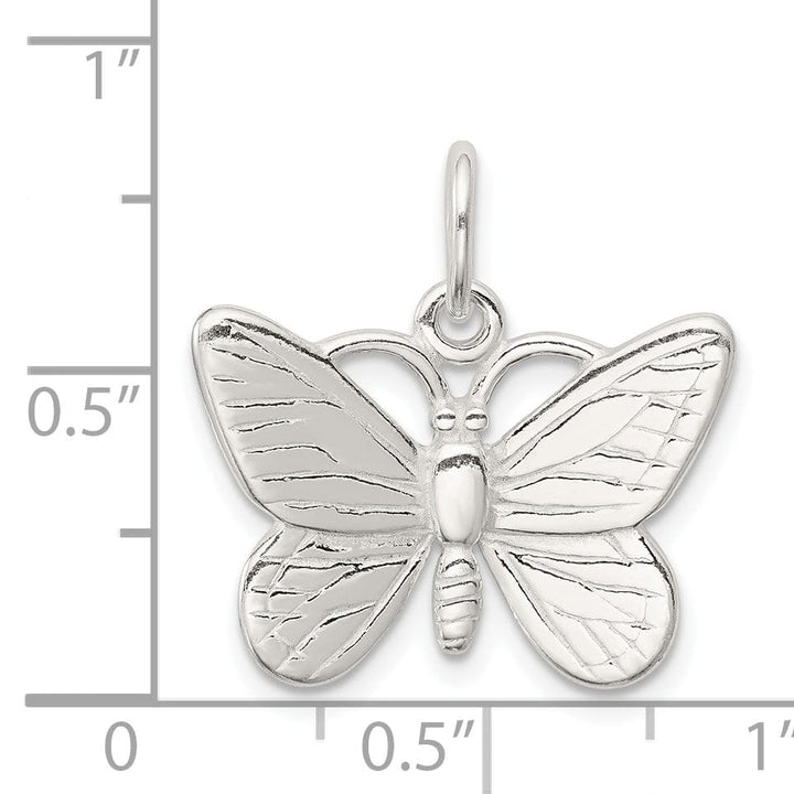Silver Polished Finish 3-D Butterfly Charm
