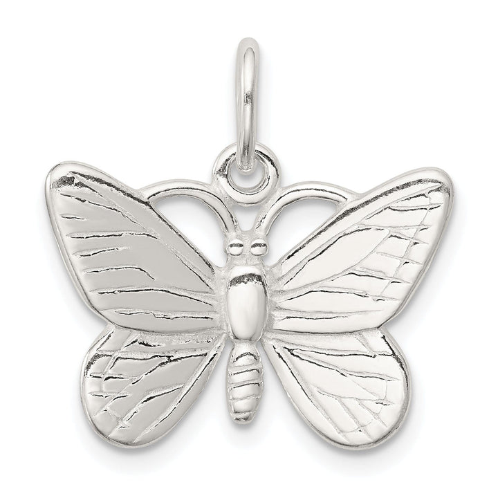 Silver Polished Finish 3-D Butterfly Charm