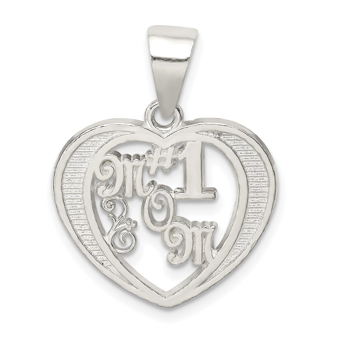 Sterling Silver Open Back # 1 Mom Pendant