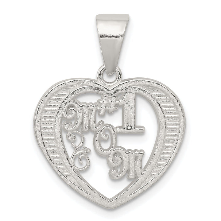 Sterling Silver Open Back # 1 Mom Pendant