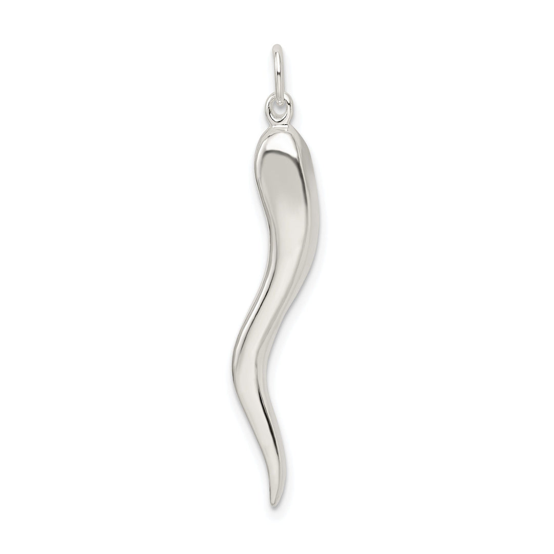 Sterling Silver Polished 3-D Italian Horn Charm