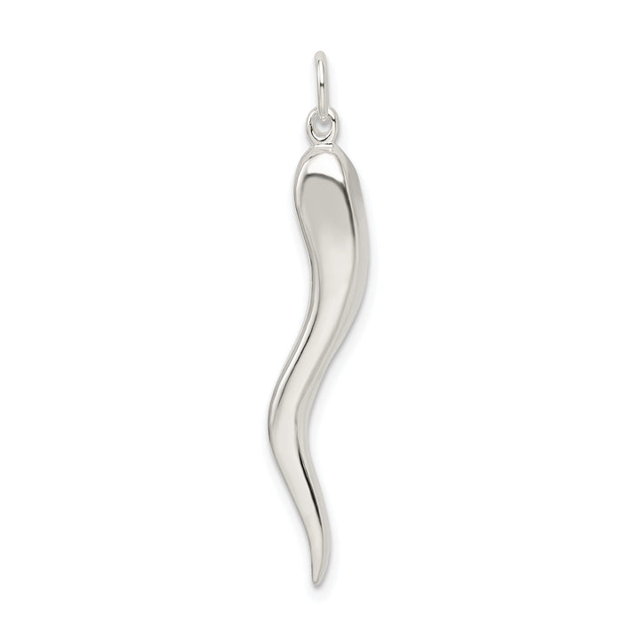 Sterling Silver Polished 3-D Italian Horn Charm