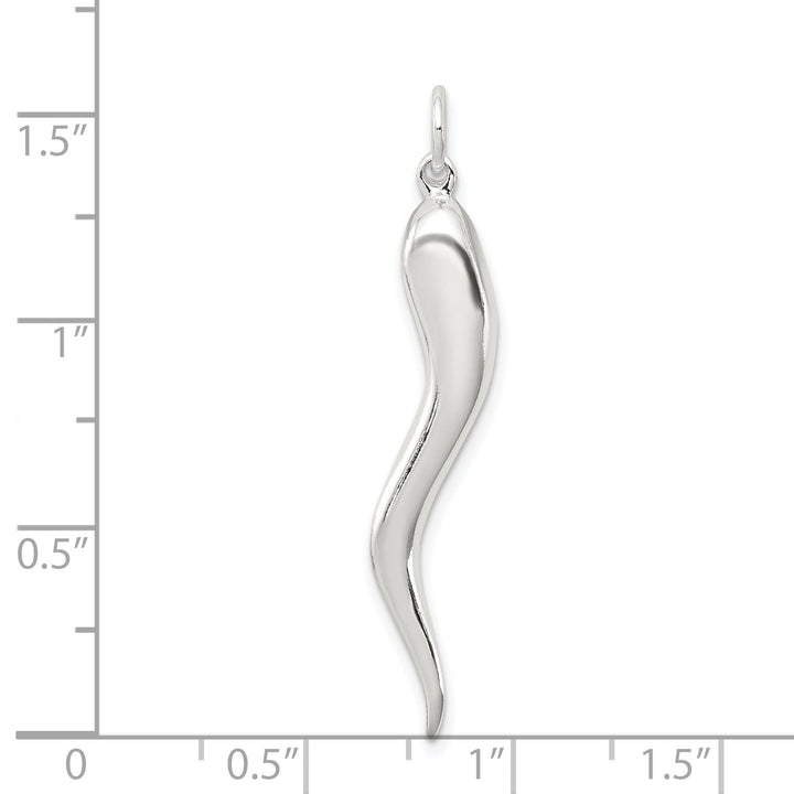 Sterling Silver Polished 3-D Italian Horn Charm