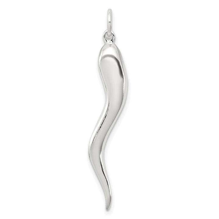 Sterling Silver Polished 3-D Italian Horn Charm