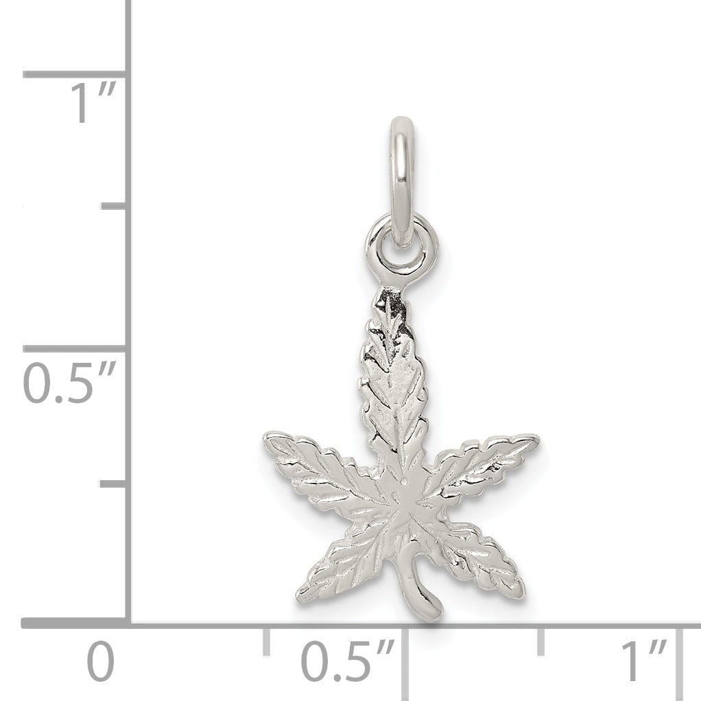 Sterling Silver Polished Finish Leaf Charm