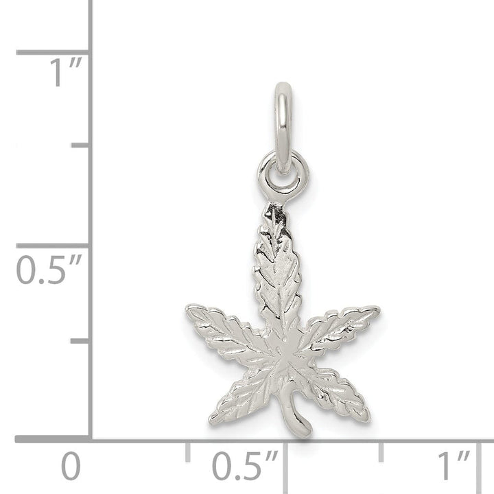 Sterling Silver Polished Finish Leaf Charm