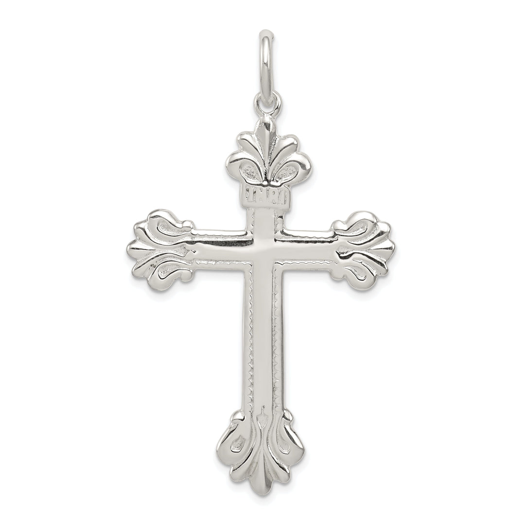 Sterling Silver INRI Budded Cross Pendant