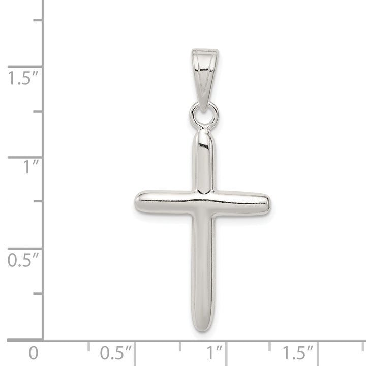 Silver Polished Textured Finish Cross Pendant