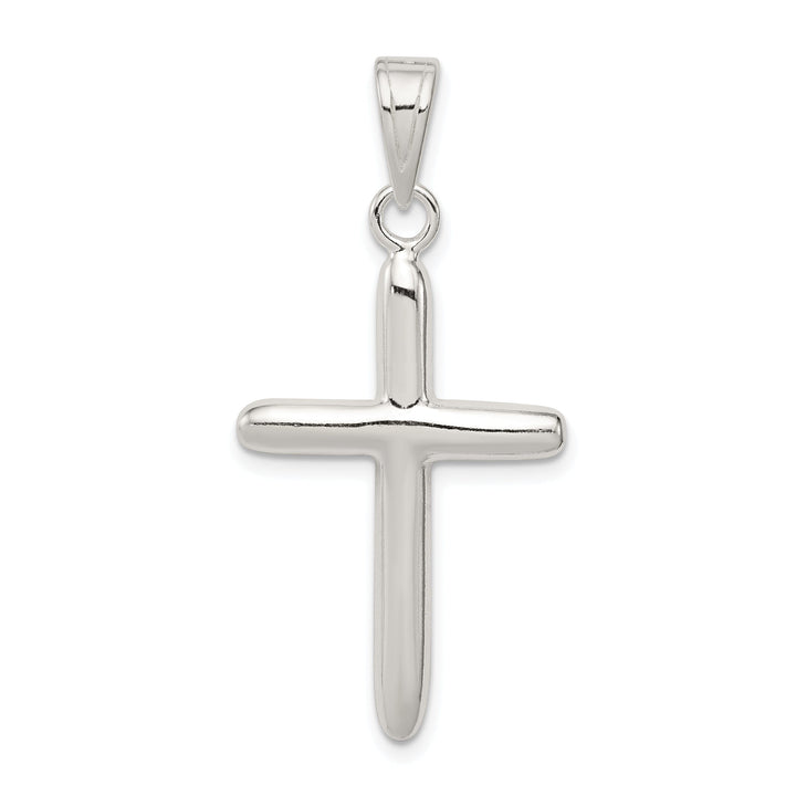 Silver Polished Textured Finish Cross Pendant