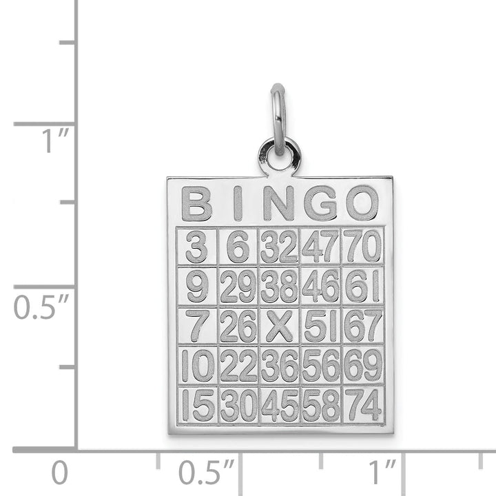 Silver Polished Finish Stamped Bingo Card Charm