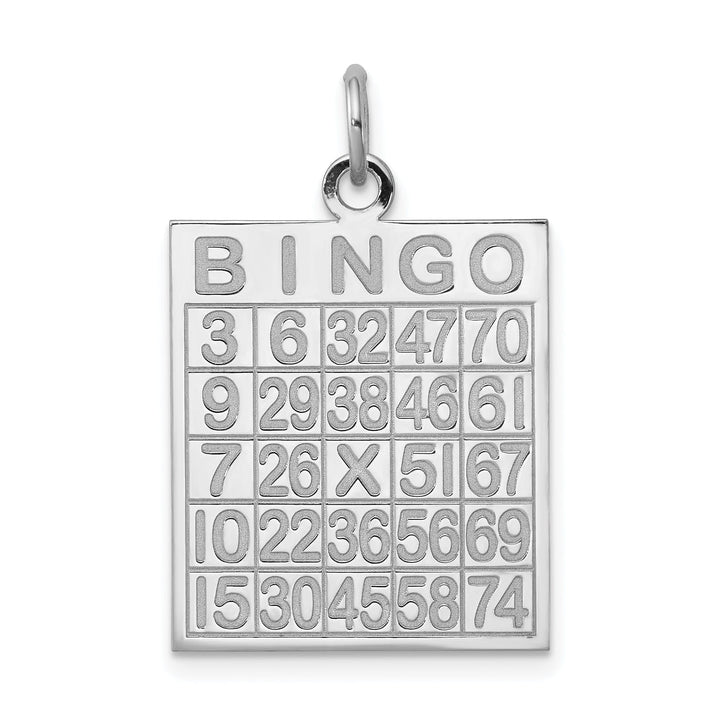 Silver Polished Finish Stamped Bingo Card Charm