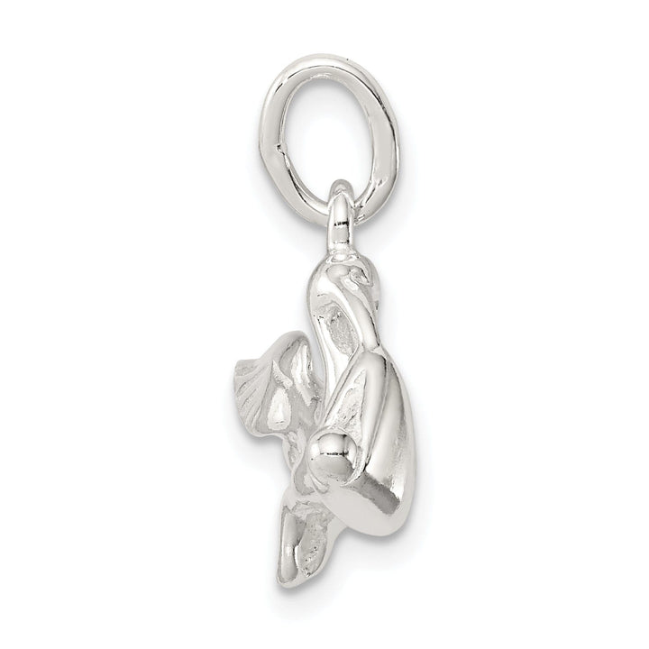 Silver 3-D Stork with Baby Charm Pendant