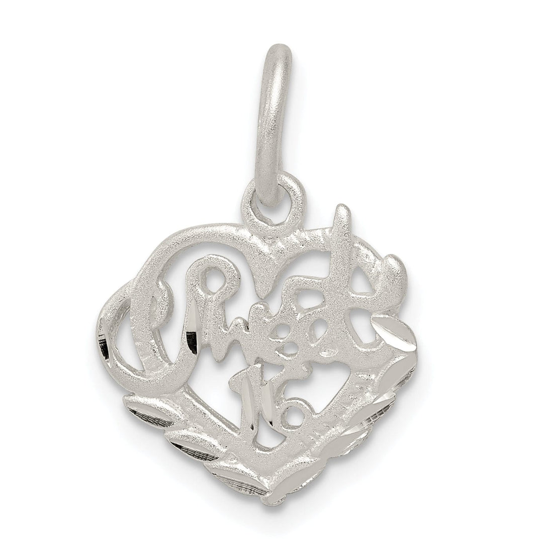 Sterling Silver Satin D.C Finish Sweet 16 Charm