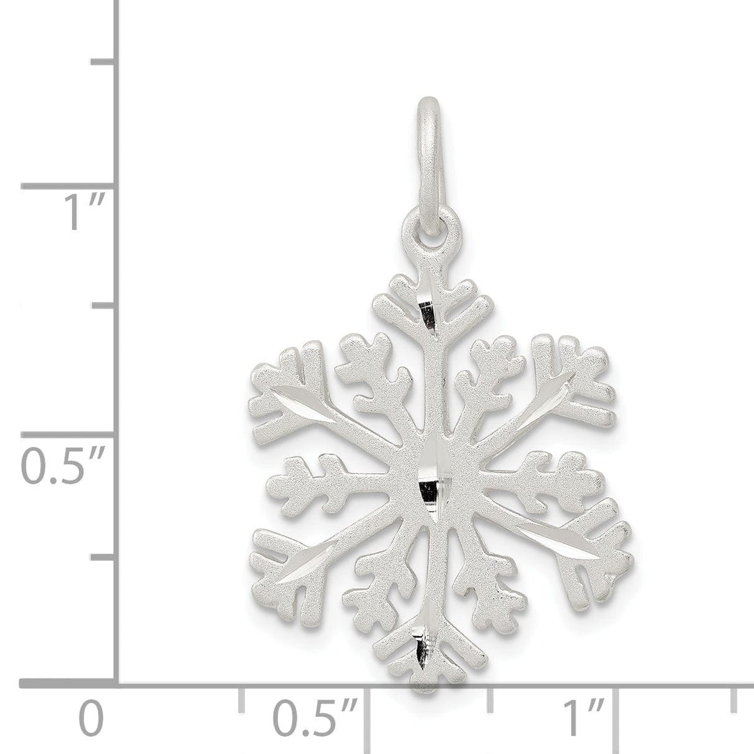 Silver Diamond Cut Satin Snowflake Pendant