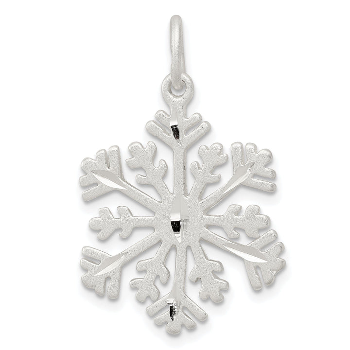 Silver Diamond Cut Satin Snowflake Pendant