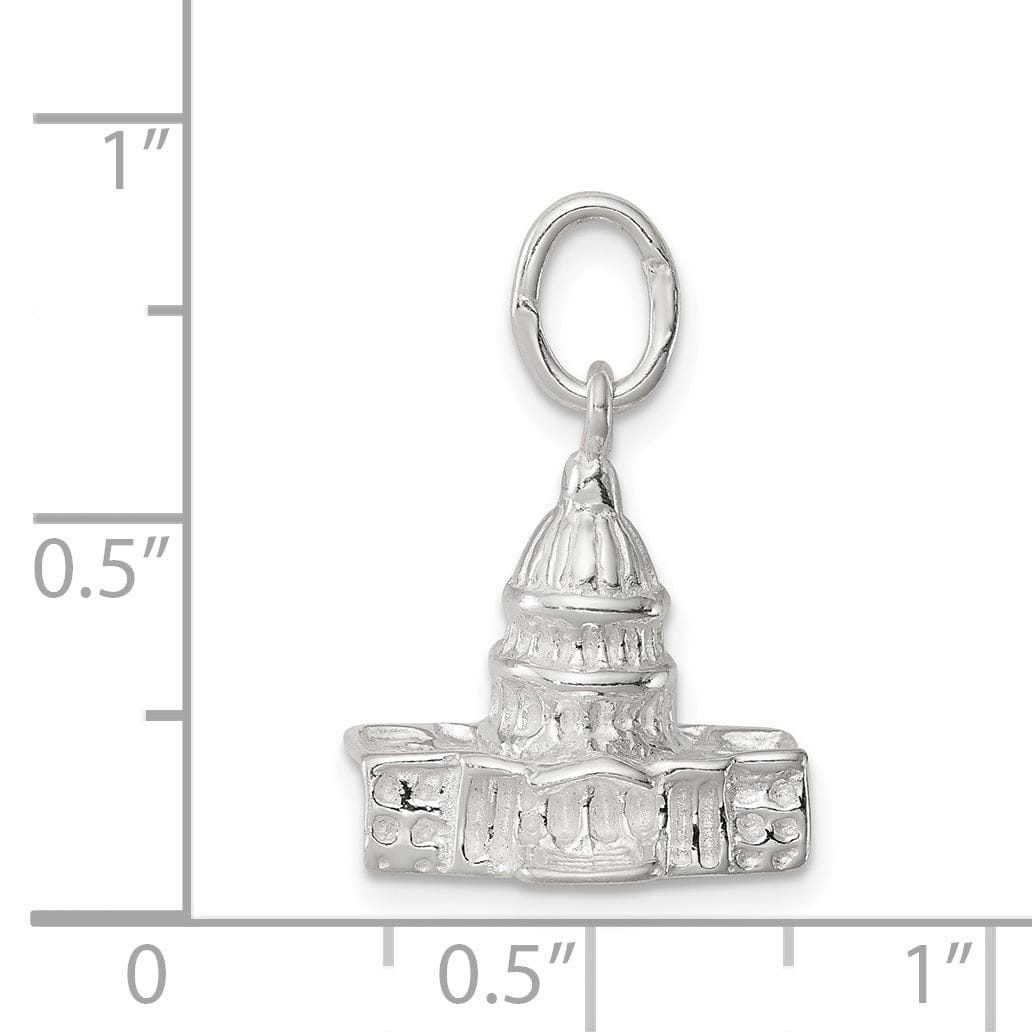 Silver Polished 3-D Capitol Building Charm