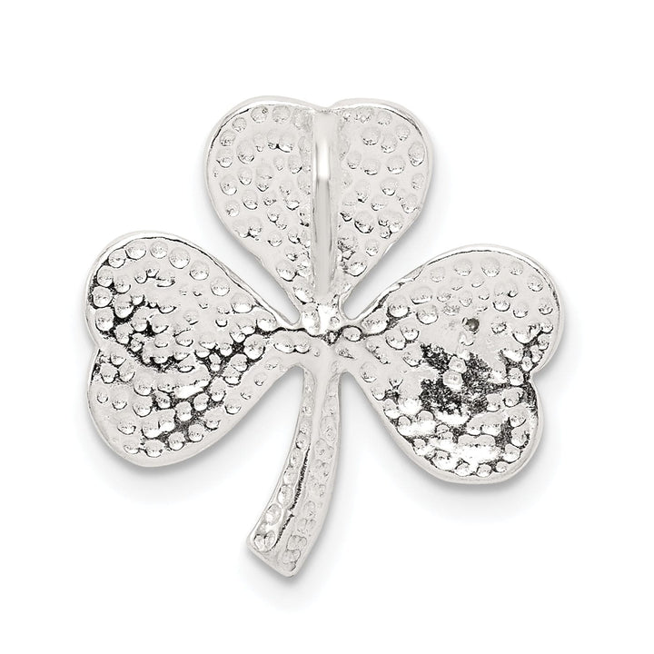 Silver Polish Finish Chain Slide Shamrock Charm