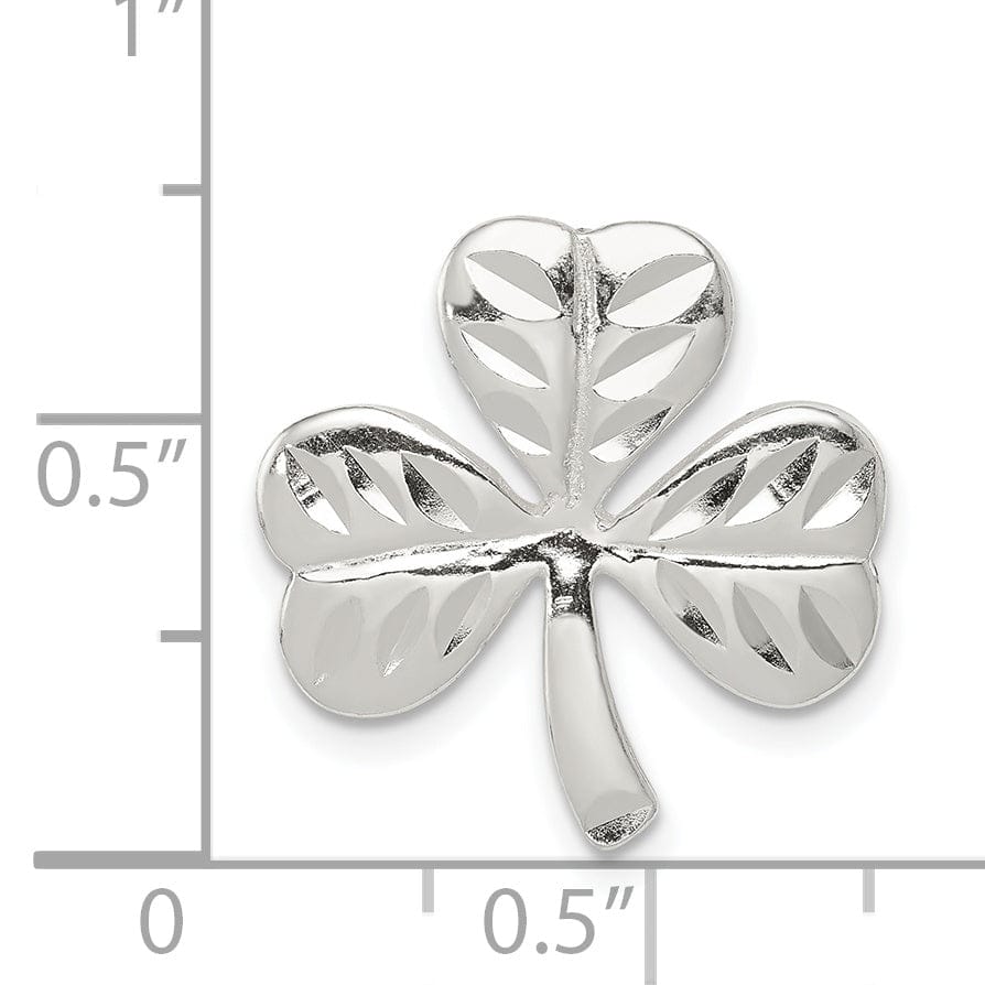 Silver Polish Finish Chain Slide Shamrock Charm