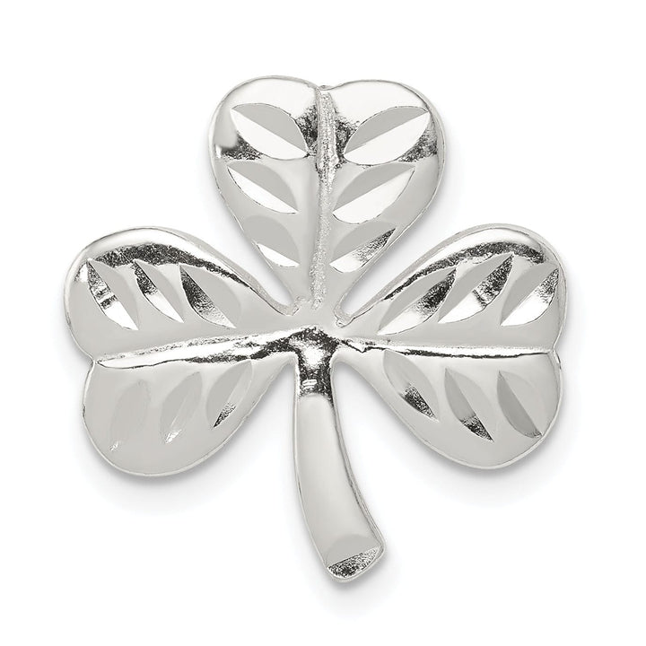 Silver Polish Finish Chain Slide Shamrock Charm