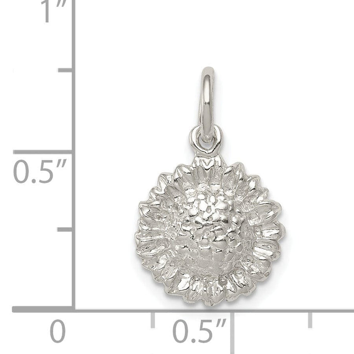 Sterling Silver Polished Finish Sunflower Charm