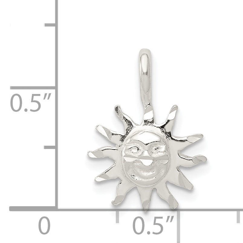 Solid Sterling Silver Polish Sun Charm Pendant