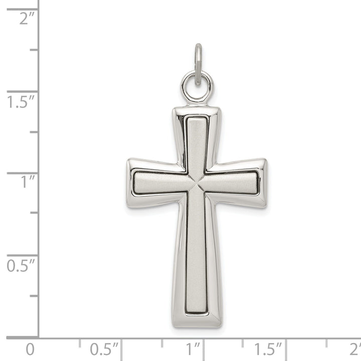 Silver Antique Satin Polish Latin Cross Pendant