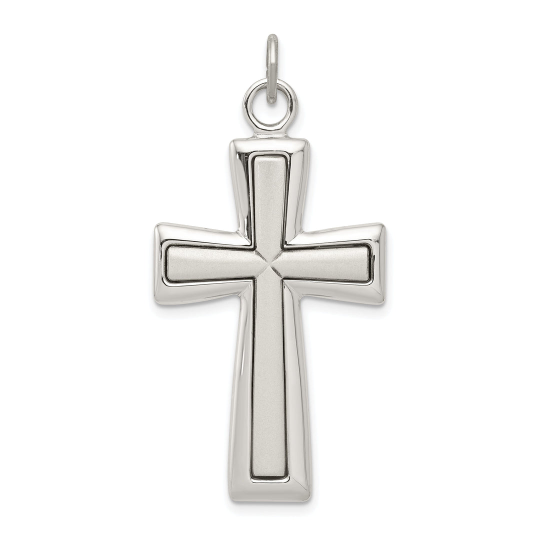 Silver Antique Satin Polish Latin Cross Pendant