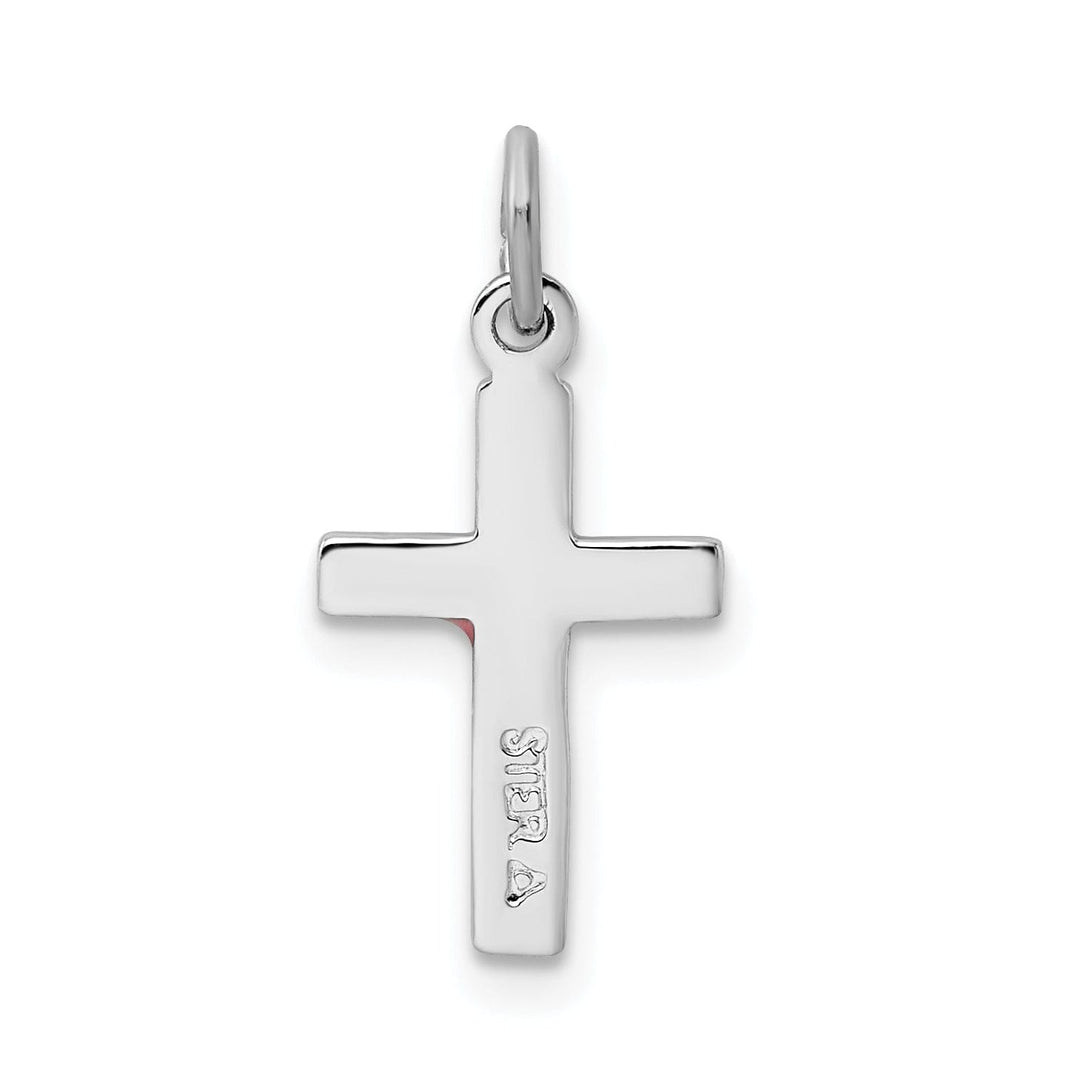 Silver Polished Enameled Latin Cross Pendant