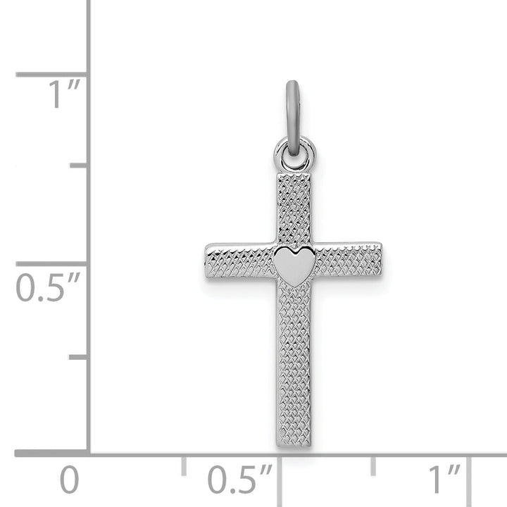 Silver Texture Heart Design Latin Cross Pendant