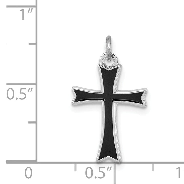 Sterling Silver Black Enameled Cross