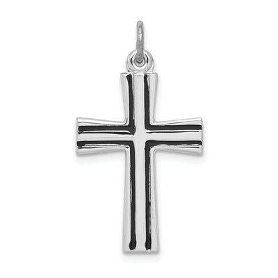 Silver Enameled Polished Latin Cross Pendant