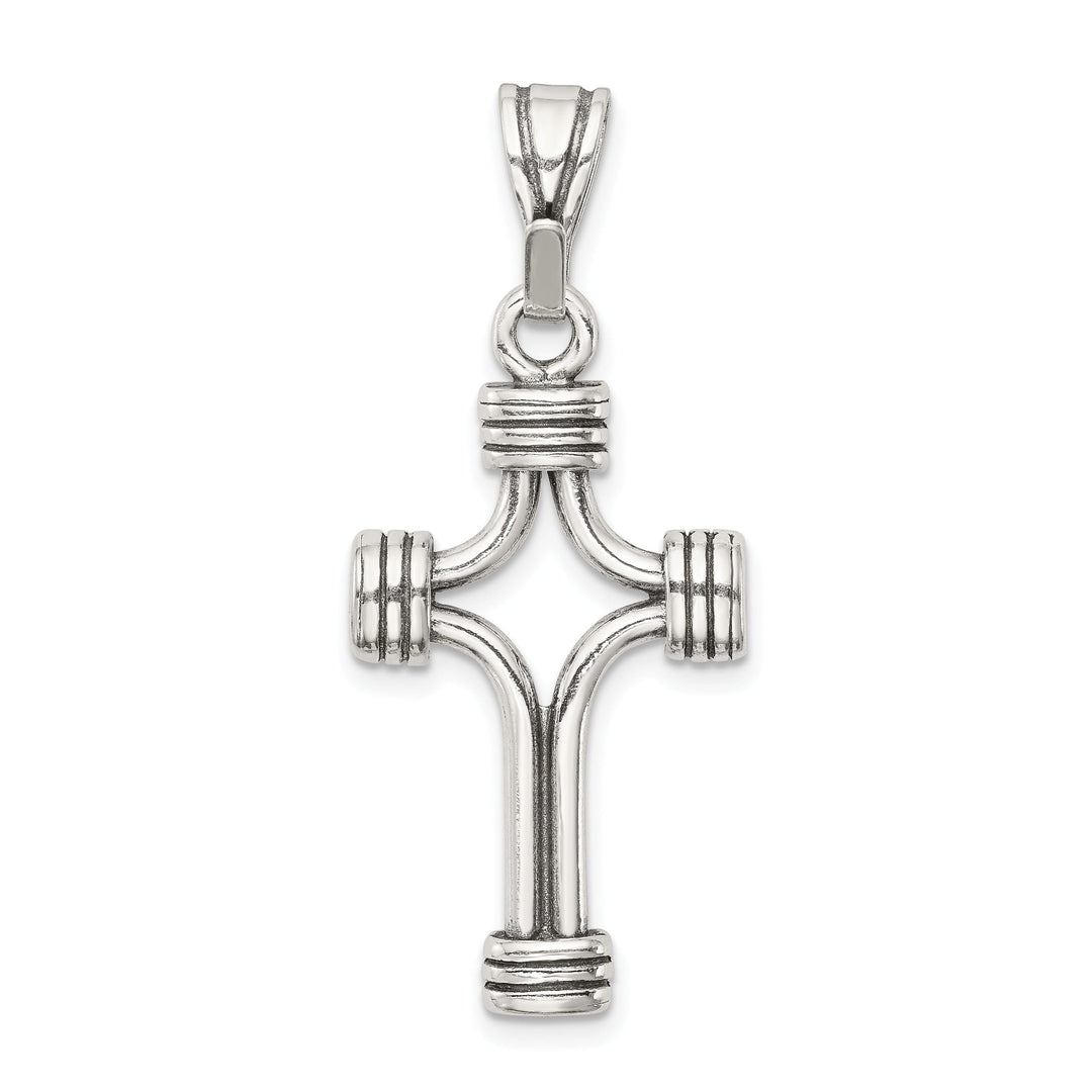 Sterling Silver Antique Finish 3D Cross Pendant