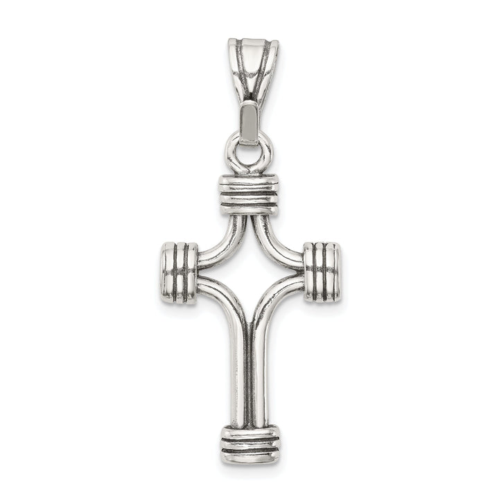 Sterling Silver Antique Finish 3D Cross Pendant