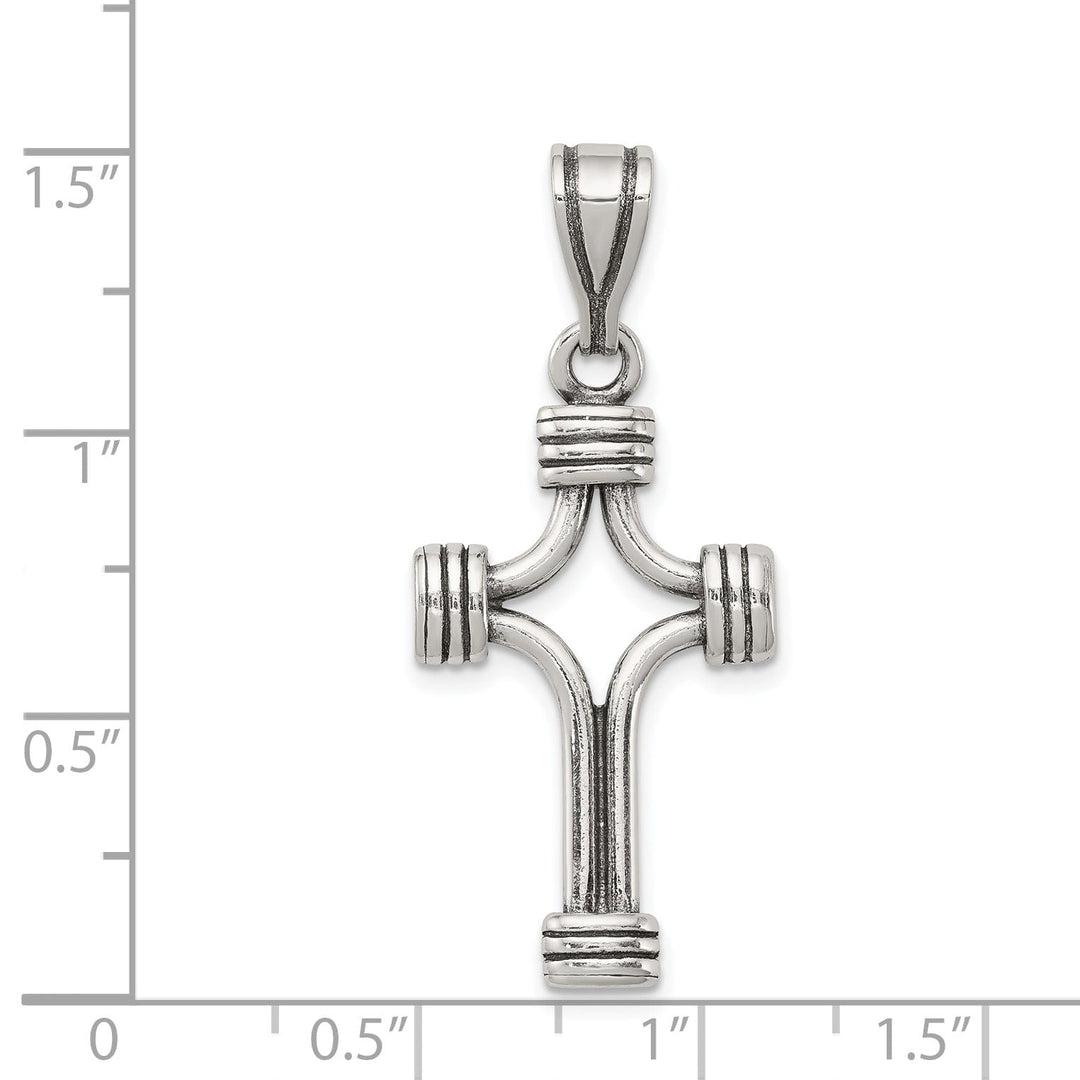 Sterling Silver Antique Finish 3D Cross Pendant