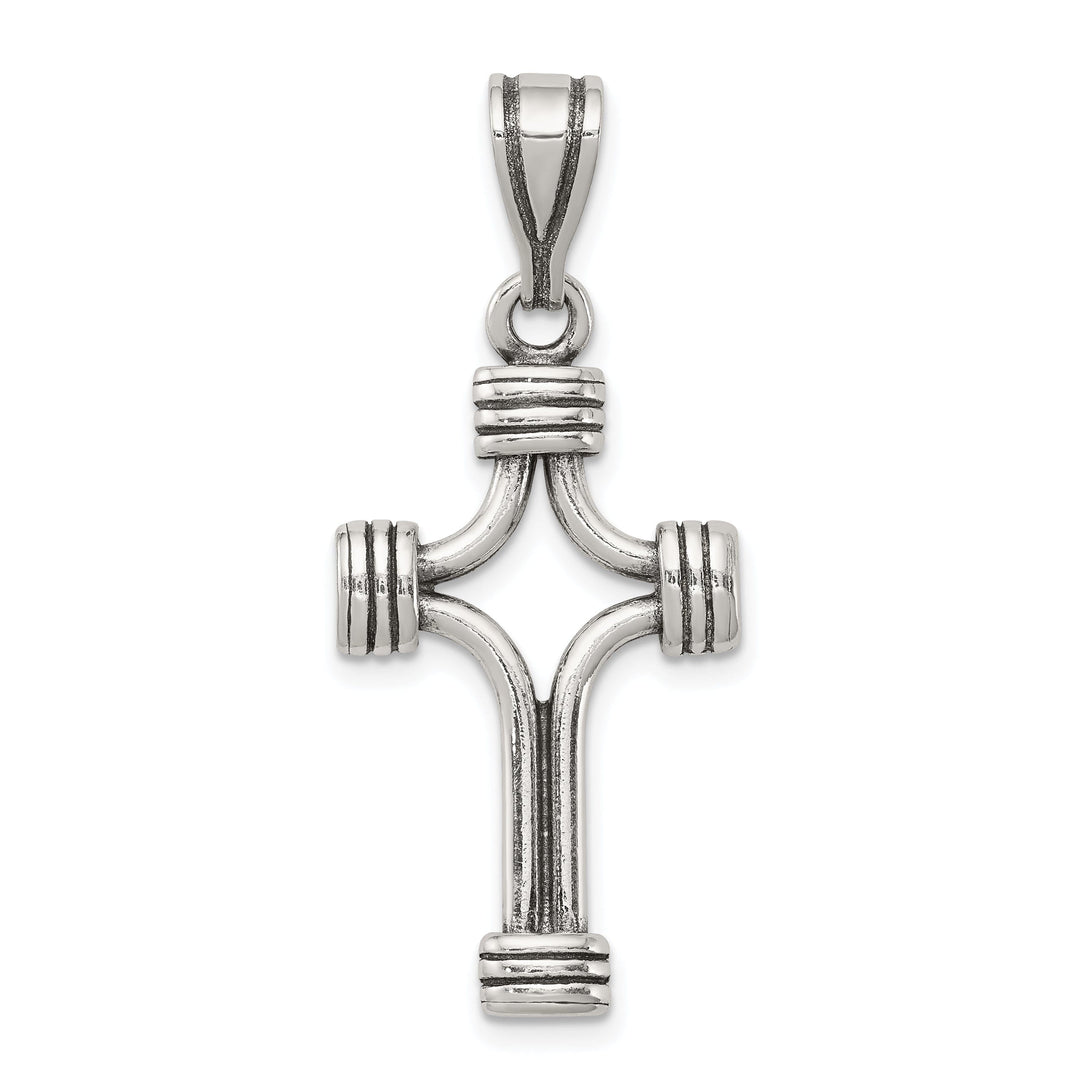 Sterling Silver Antique Finish 3D Cross Pendant