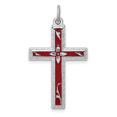 Silver Polished Red Enamel Latin Cross Pendant at $ 34.21 only from Jewelryshopping.com