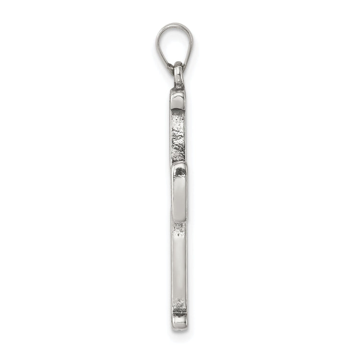 Silver Antiqued Polished Textured Cross Pendant