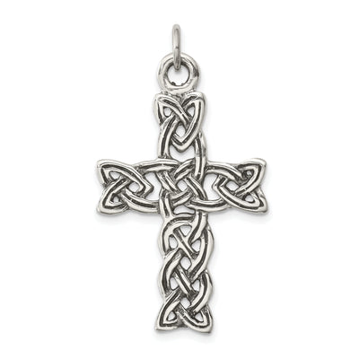 Silver Antiqued Polished Celtic Cross Pendant