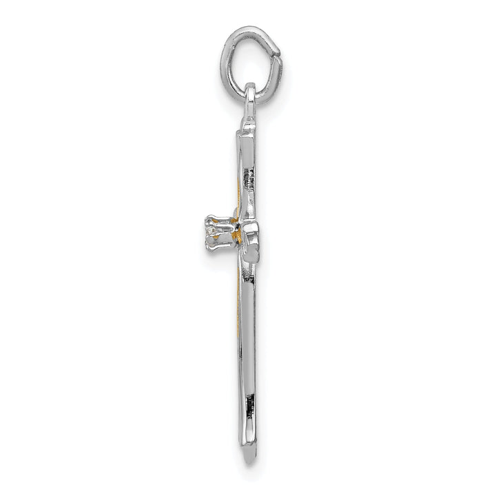 Silver Polish Vermeil Finish C.Z Cross Pendant