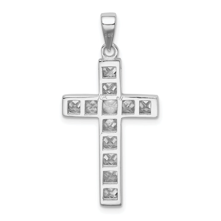 Sterling Silver Polish Finish C.Z Cross Pendant