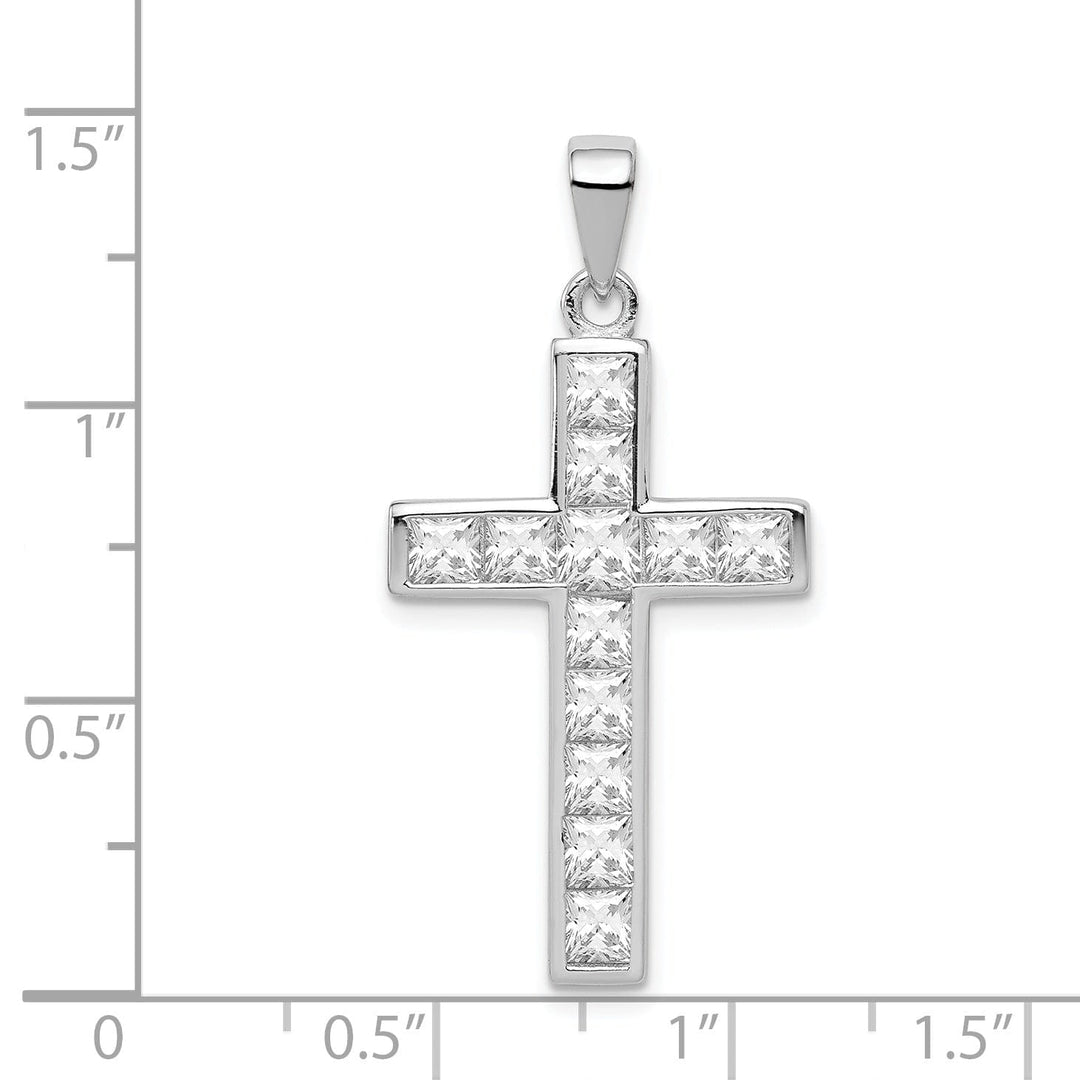 Sterling Silver Polish Finish C.Z Cross Pendant