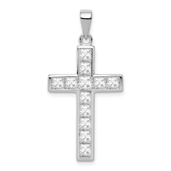 Sterling Silver Polish Finish C.Z Cross Pendant