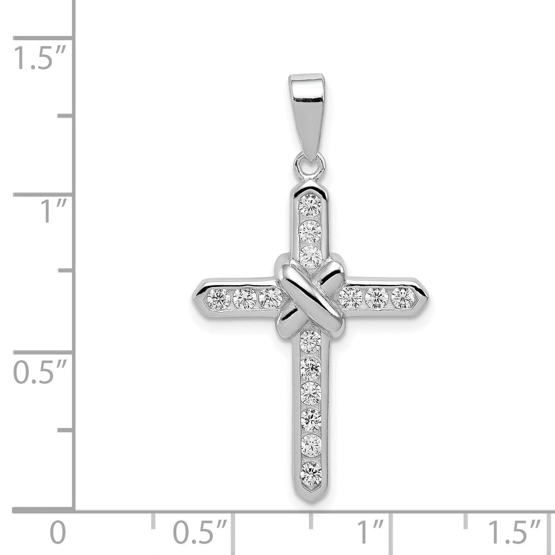 Silver Polished Finish C.Z Cross Pendant