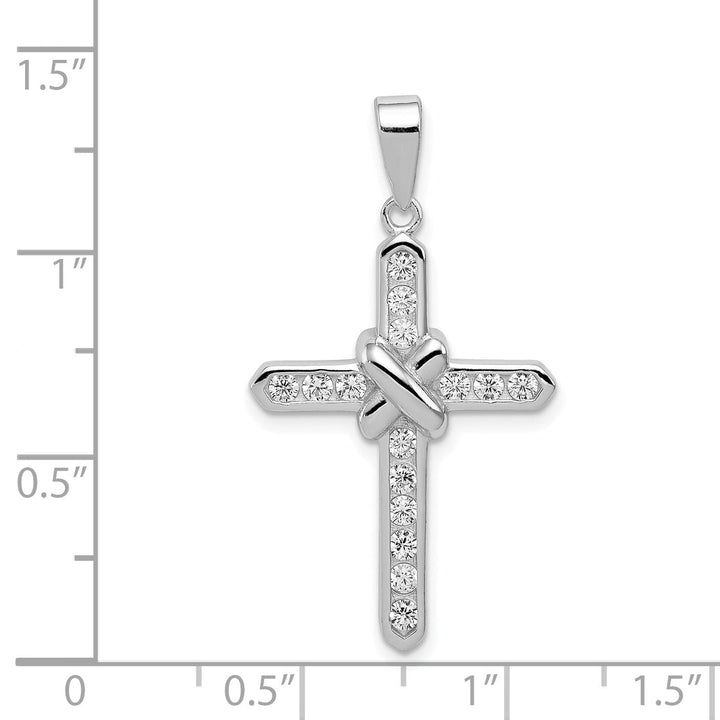 Silver Polished Finish C.Z Cross Pendant