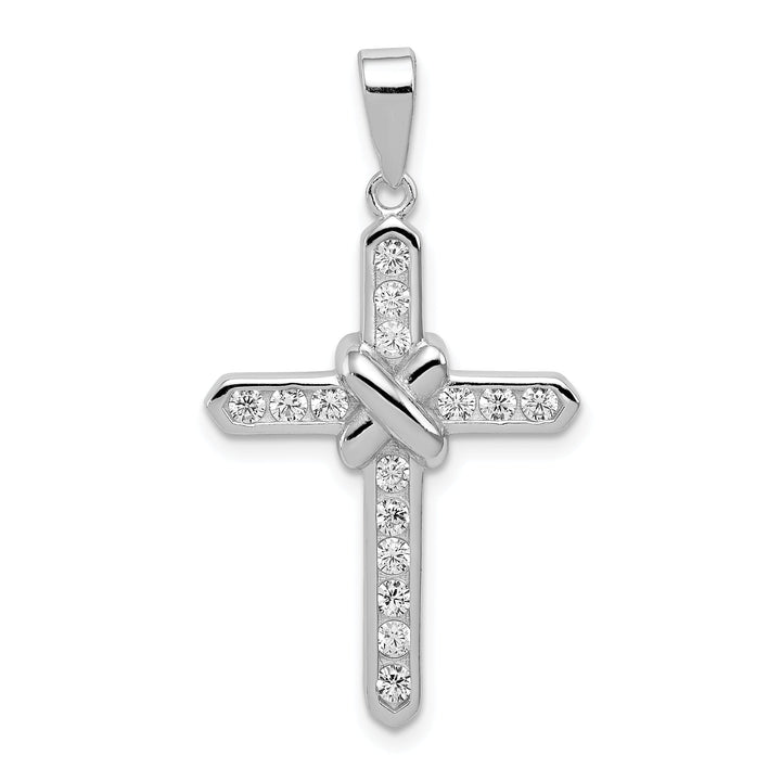 Silver Polished Finish C.Z Cross Pendant